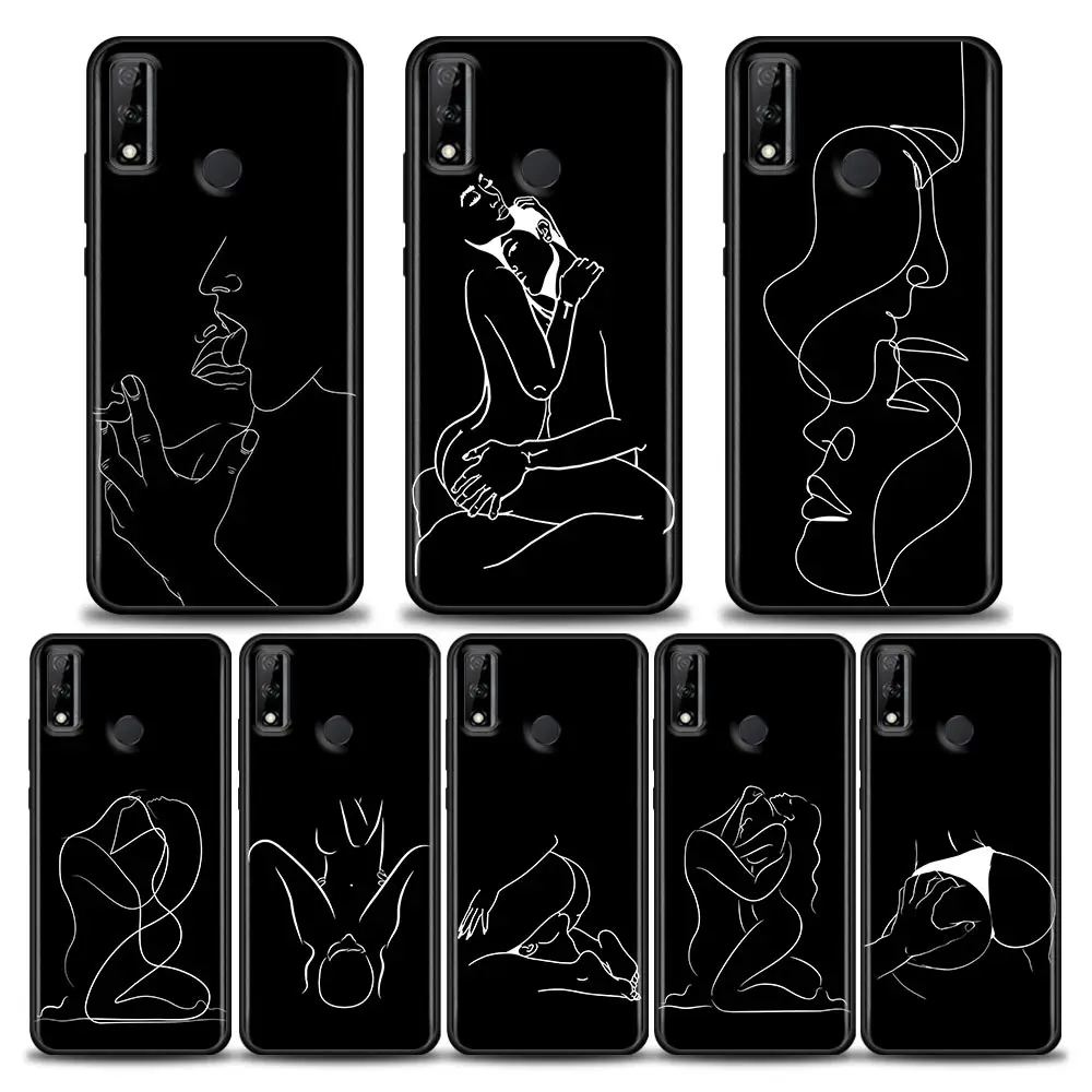 

Black And White Sexy Line Art Lover Case For Huawei Mate 10 20 Lite 40 Pro Case Soft Cover For Huawei Y6 Y7 Y9 Prime 2019 Y8s Y9
