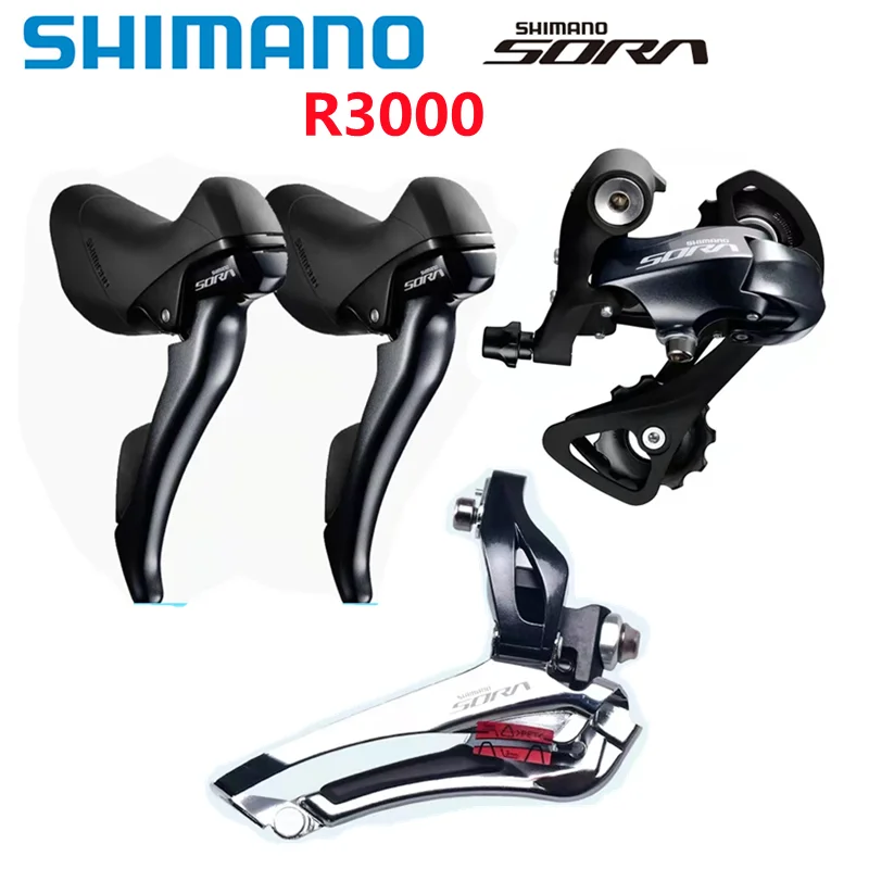 

Переключатели передач SHIMANO SORA R3000, комплект компонентов R3000, шоссейный велосипед, 2x 9-скоростной SL/ST R3000 + FD R3000, передний переключатель передач + задний переключатель