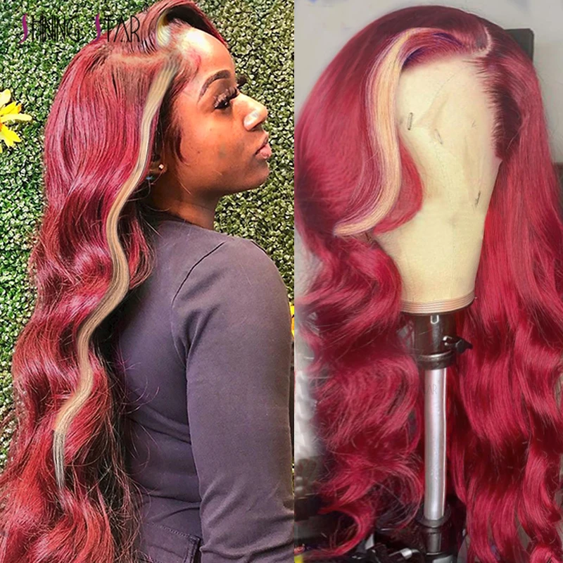 

613 Highlight Wig Body Wave Lace Frontal Wig 99J Human Hair Wig For Women Burgundy Red Lace Front Wig Colored Human Hair Wigs