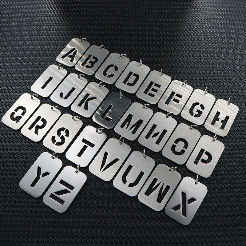 Letter Hollow Necklace Men's and Women's Hip Hop Accessories Rectangle Stainless Steel Smooth Military Brand Pendant Necklace