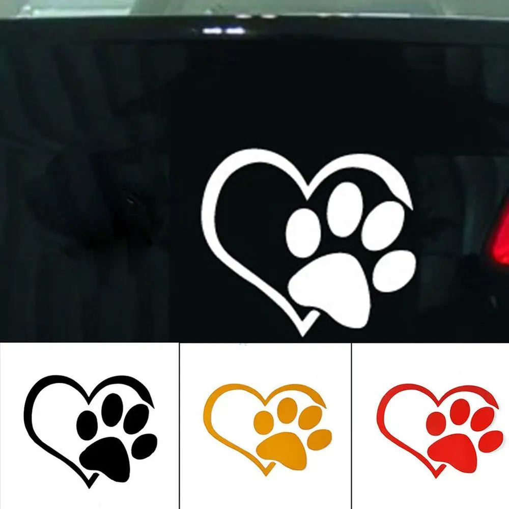 1PC Модная милая собачья лапа с персиковым сердцем автомобильная отражающая наклейка Картонное животное берет кошку, любит след домашнего питомца.
