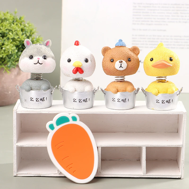 

1pc Dollhouse Miniature Carrot Carpet Floor Mat Cartoon Cat Chick Bear Duckling Bobblehead Micro Landscape Car Ornament
