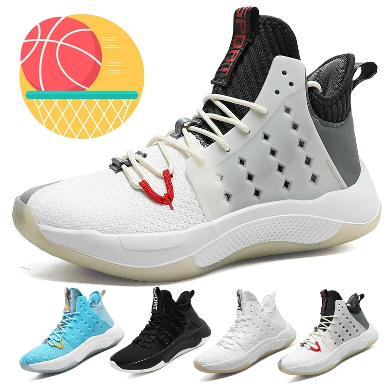 

Breathable Men's Basketball Shoes Flying Mesh Contrast Color Basketball Shoes Outdoor Wear-resistant Non-slip Training Shoes