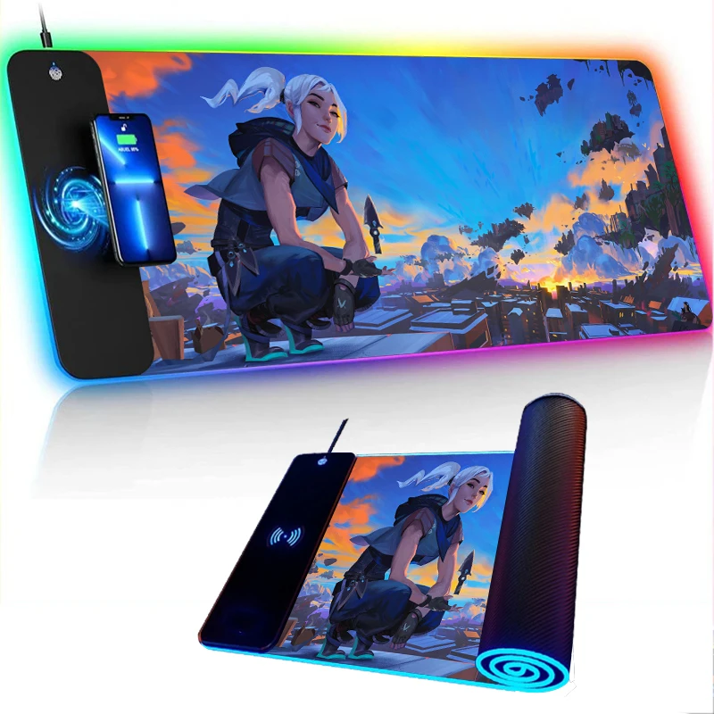 Valorant RGB Беспроводная зарядка Настольный коврик игровые аксессуары украшение
