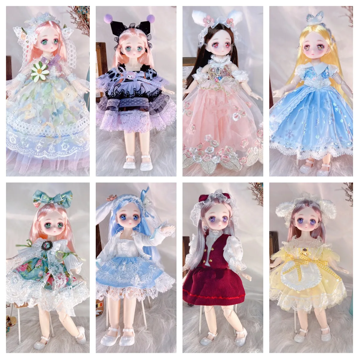 

New Arrived 30cm Bjd Doll Full Set 1/6 Anime Girl Comic Face Beautiful Dress Make Up Children's Toy Princess Birthday Day Gift