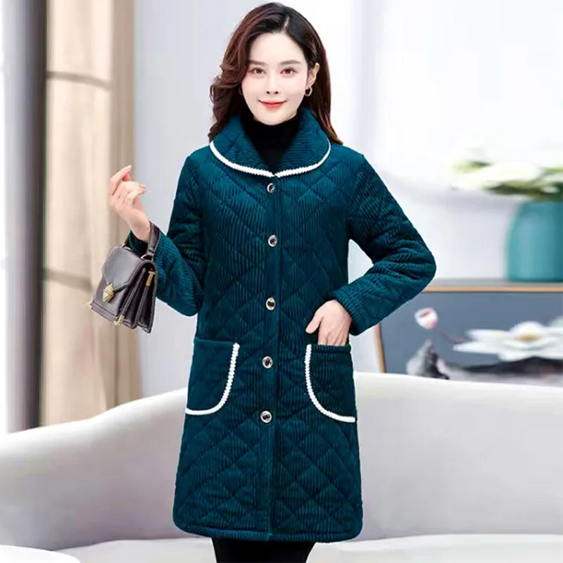 Spring Autumn Winter Jacket Women 2022 Thick Warm Parka Mujer Cotton Padded Coat Casual Slim Middle Aged Mother Clothes XL-5XL enlarge