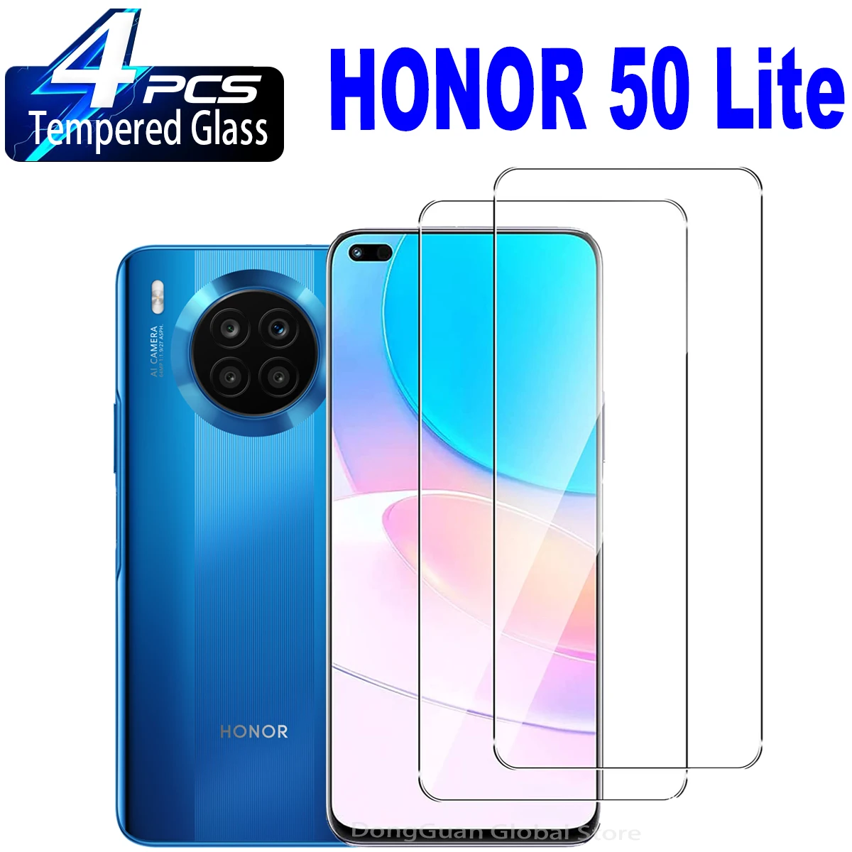 

2/4Pcs Tempered Glass For HONOR 50 Lite Screen Protector Glass Film