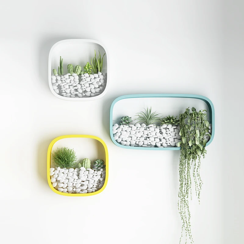 Настенная полка для кашпо в нордическом стиле с геометрическим рисунком