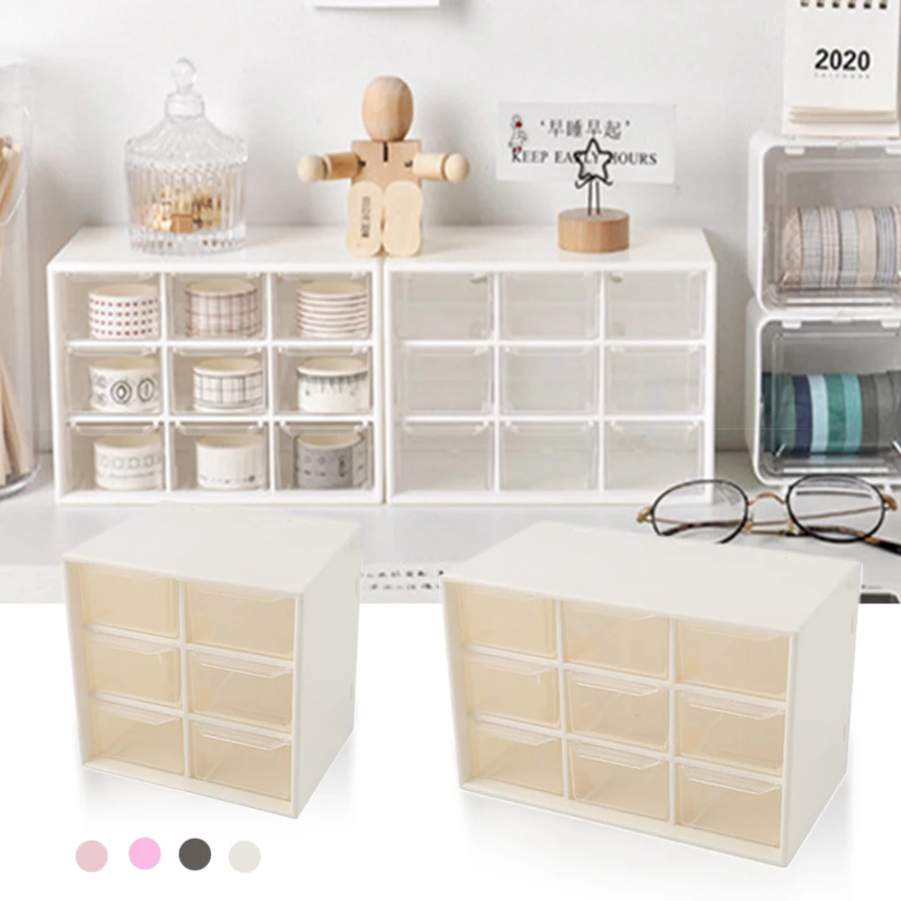 

Multifunctional Household Nine Square Grid Dustproof Drawer Box Desktop Stationery Jewelry Hand Account Cosmetics Storage Girl