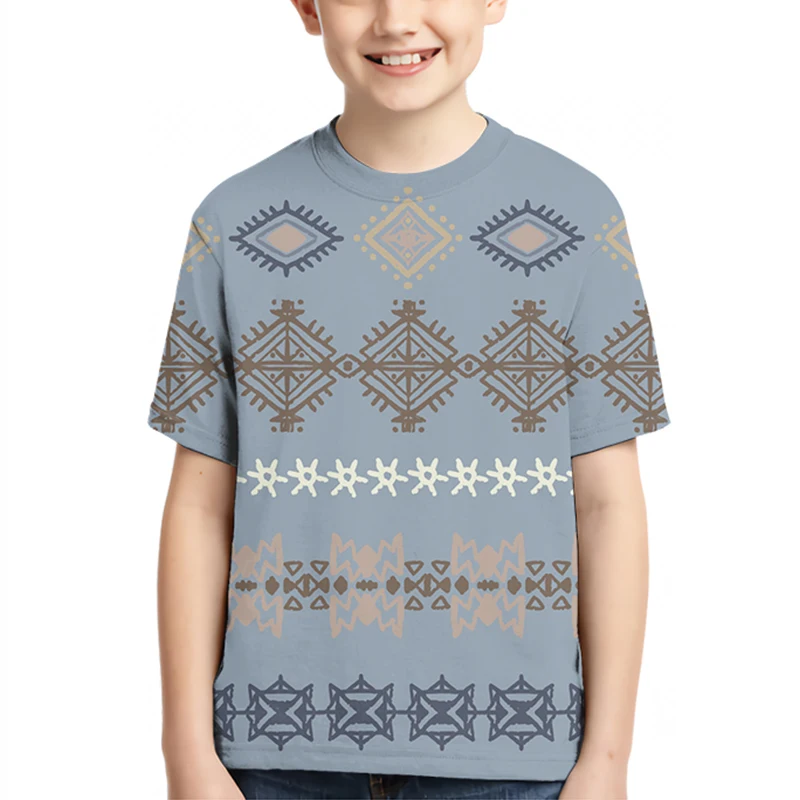

Boy Tropical Plant Beach T Shirt Kid Cartoon Daily Funny For Girl Teen T-Shirt Children Clothing Top Retro Geometric Clothes