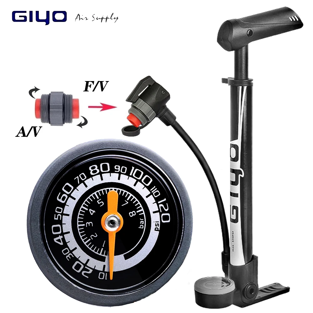

GIYO Bicycle Floor Standing Tire Pump 120psi Mini Portable Schrader Presta Valve Air Tyre Inflador MTB Road Bike Accessories