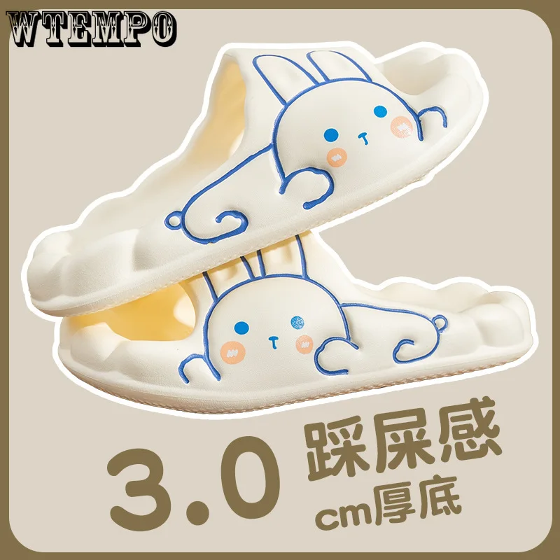 

WTEMPO Cartoon Rabbit Slippers Summer Home Soft Sole EVA Shoes Flip Flops Anti-Slip Sandals Slides For Bathroom Couple Shoes