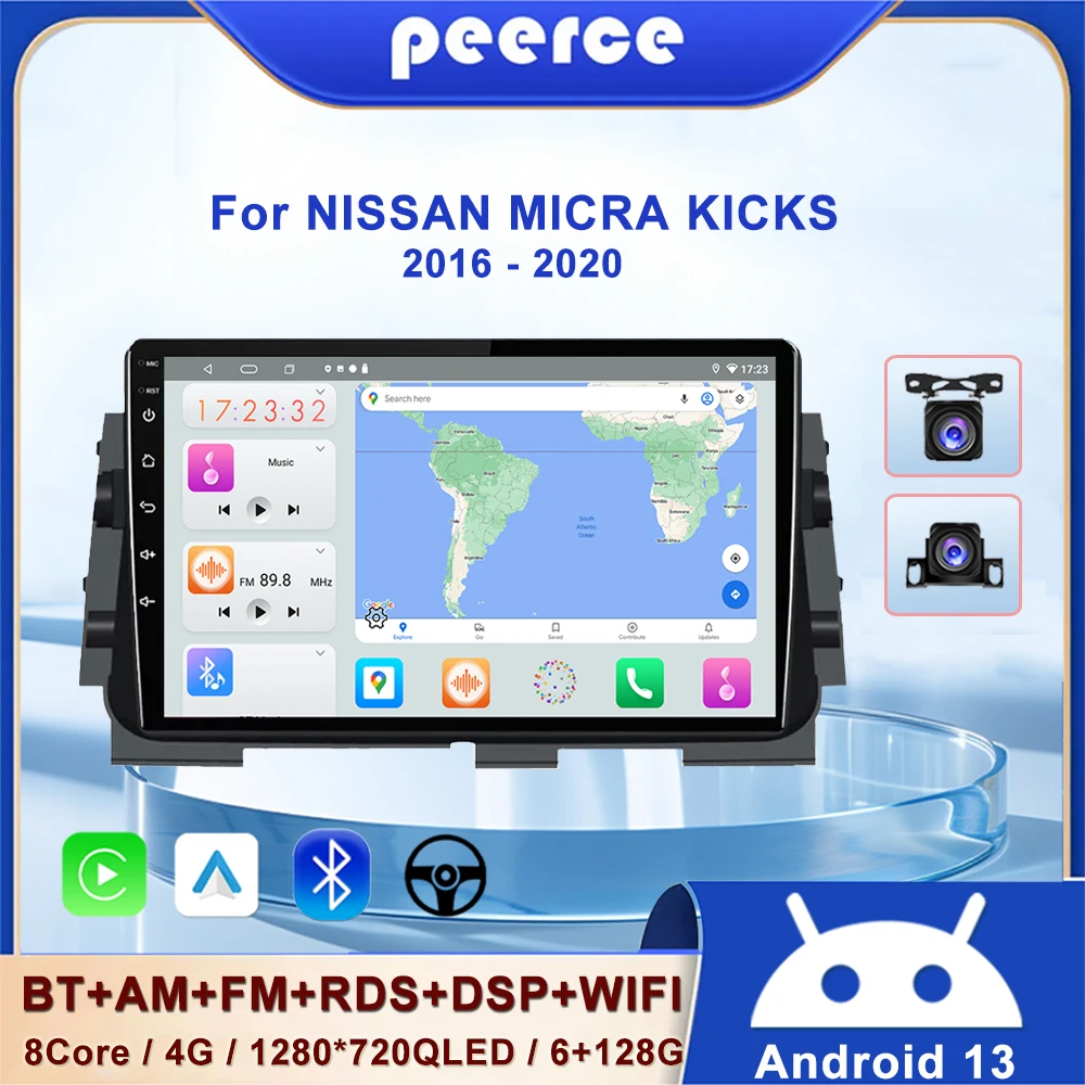 

Android 13 For NISSAN MICRA KICKS 2016- 2020 Car Radio Stereo Multimedia Navigation GPS Video Player DSP Wireless Carplay 4G