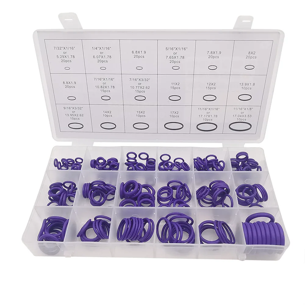 

270Pcs/Box O Rings Rubber 18 Sizes Purple Nitrile Sealing Gasket Washer Ring Tools Assortment Kit for Car Faucet Plumbing Repair