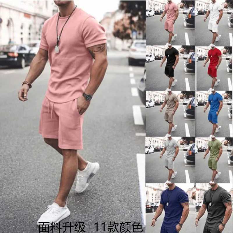 

2022 New Spring and Summer Popular Men's Summer Short Sleeve Shorts Fashion Casual Set mens fashion men clothing