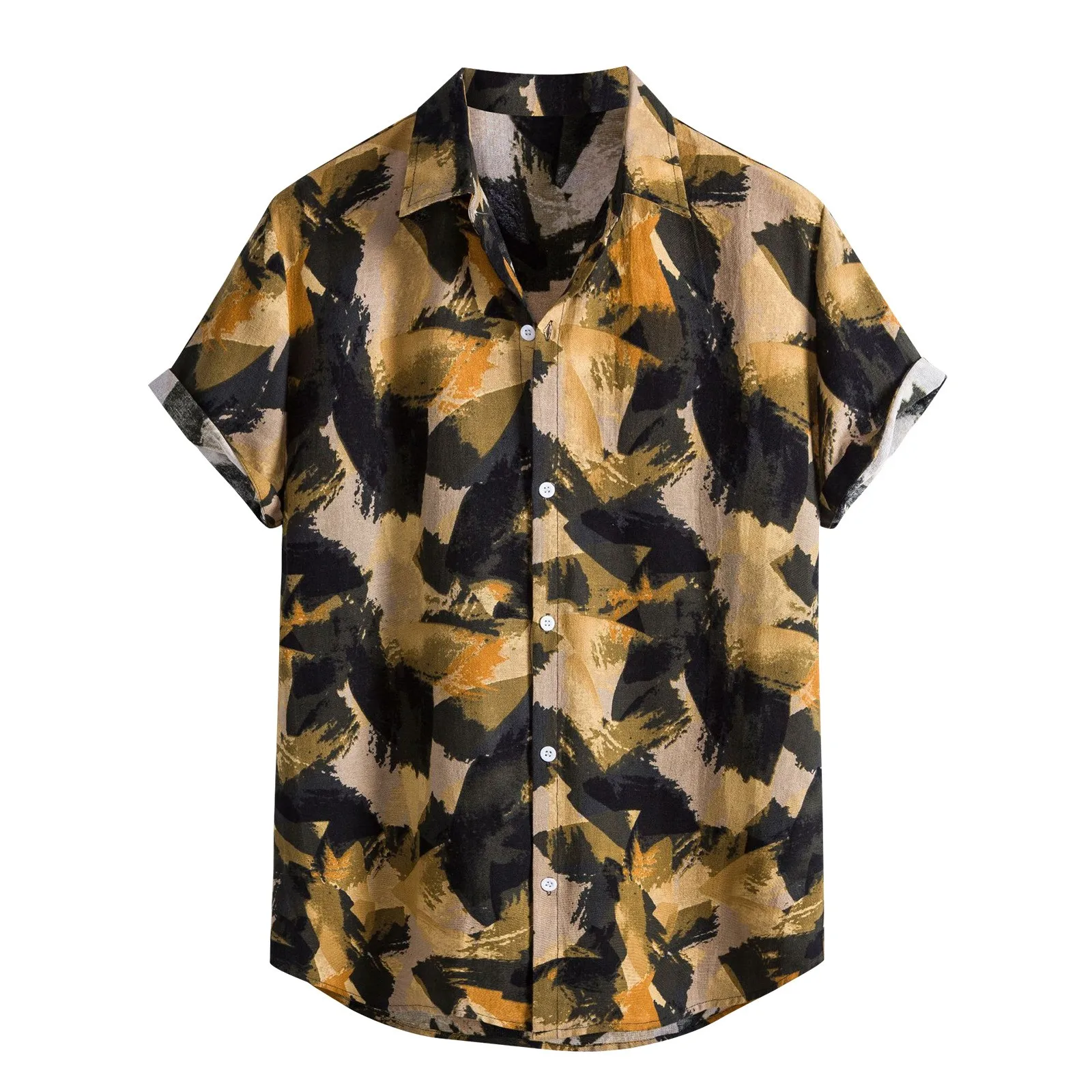 

Men's Spring And Summer Printed Casual Shirts Lapel Large Size Beach Holiday Floral Short Sleeve Shirt Tops Camisas Masculina