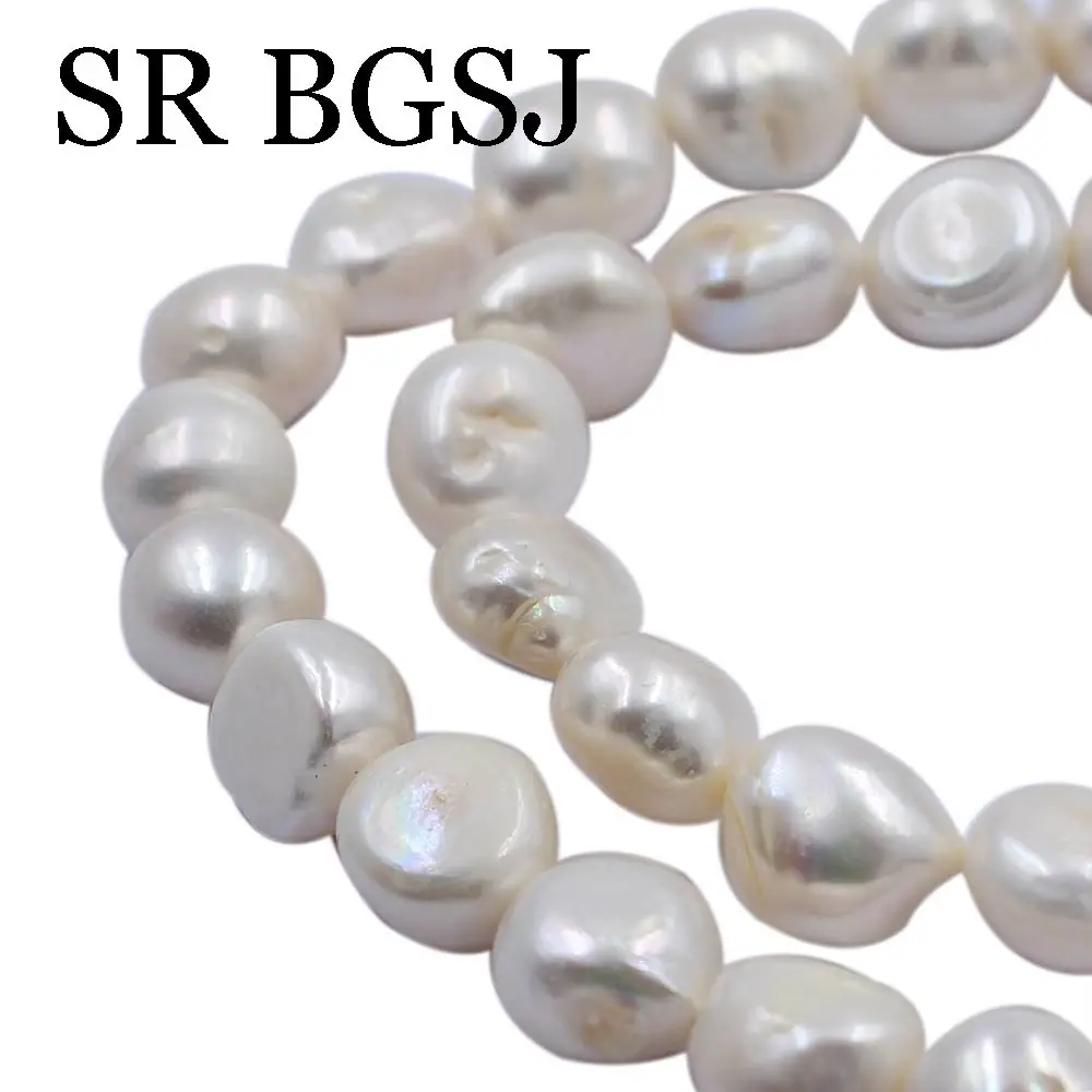 

Free Shipping 12x14mm Irregular White Baroque Natural Freshwater Pearl Jewelry Accessories DIY Beads 14"