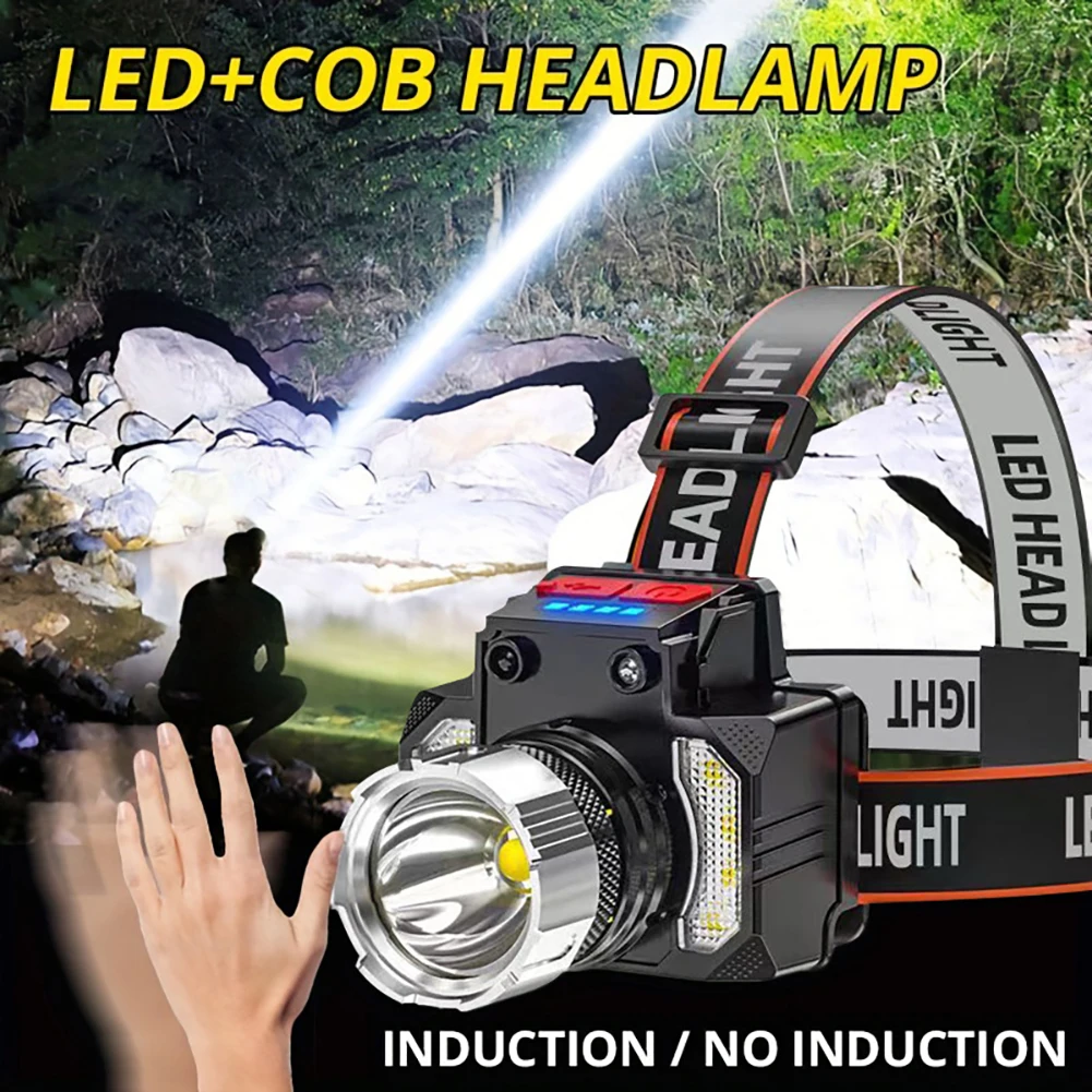 

350LM USB Rechargeable Headlamp XPE LED Induction Headlight IPX4 Waterproof 4 Modes Fishing Headlamp Torch Night Running Light