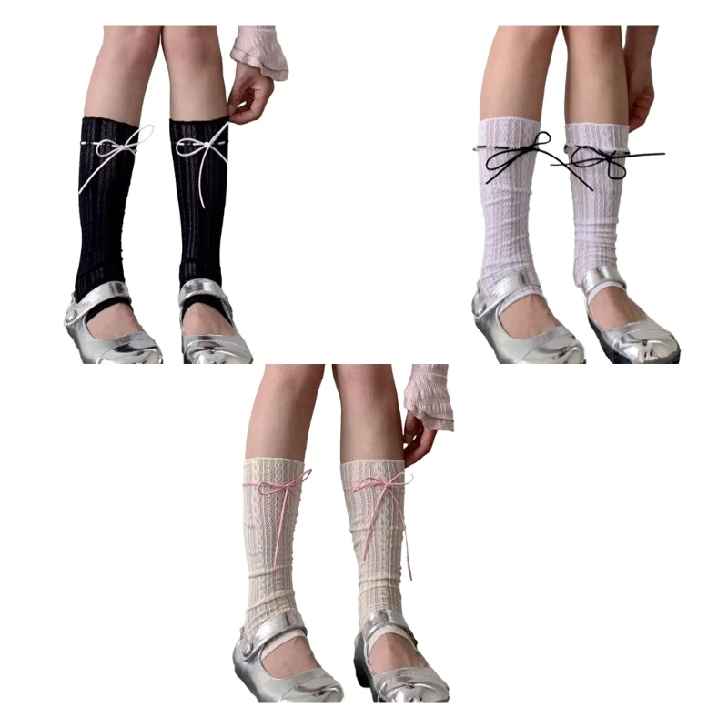 

Students Lace Leg Warmers Soft Thin Calf Socks Summer Mesh Stockings Knee Socks