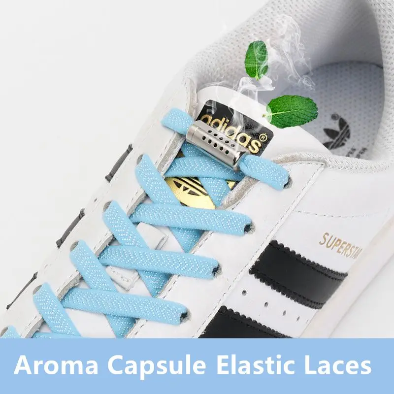 

2022 New Aromatherapy Capsule Buckle Elastic Laces Sneakers Shoelaces Without Ties Adults Children Universal Flat Sport Shoelace