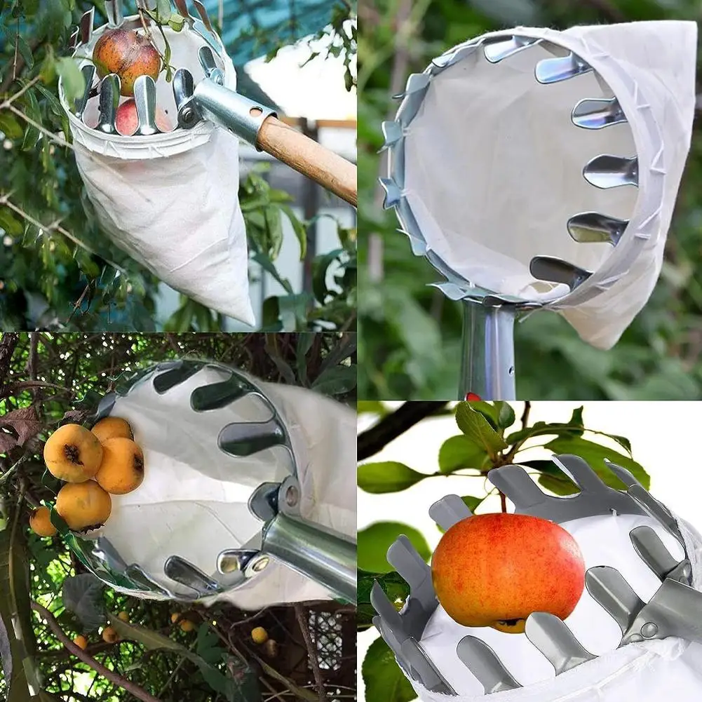 

New Metal Fruit Picker Orchard Gardening Apple Peach High Tree Picking Tool Fruit Catcher Collection Pouch Farm Garden Supplies