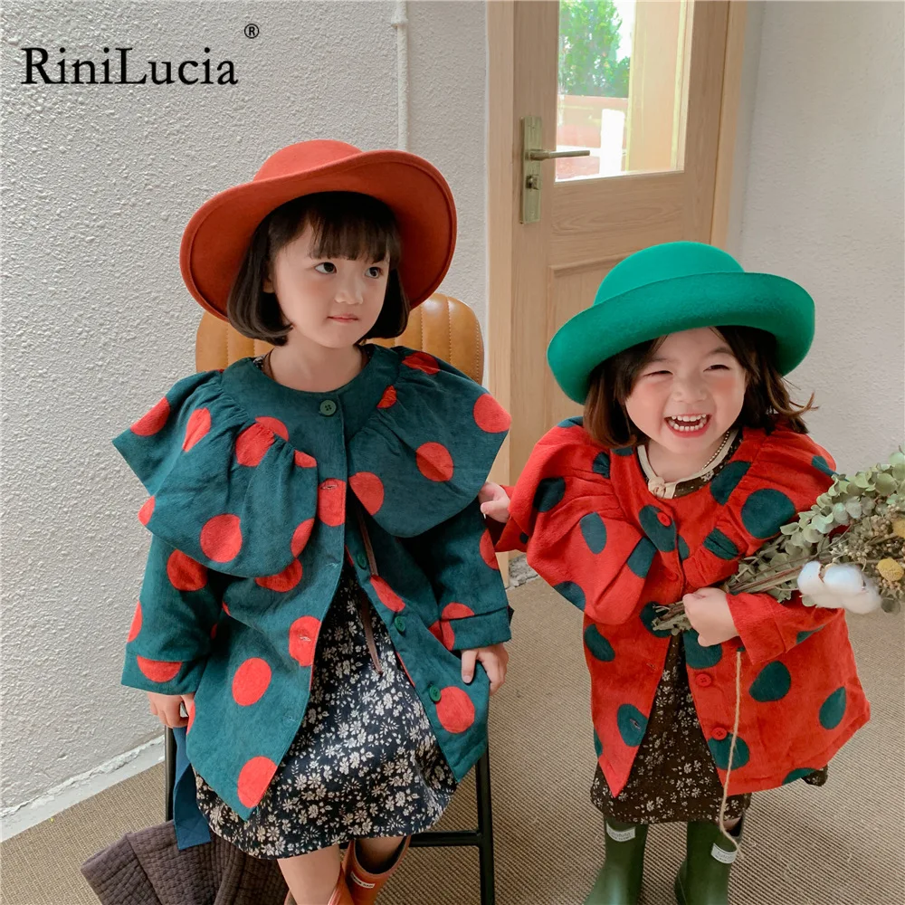 

RiniLucia Kids Spring Coats Children Outerwear Girl Dots Print Jacket Baby Girls Jackets For Autumn Spring Children Clothing