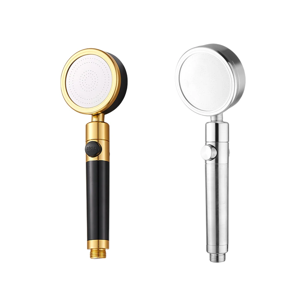 

Showerhead Bathroom Bathing Adjustable Shower Head Replacement On Off Switch Sprayer Hotel Dormitory Black Gold