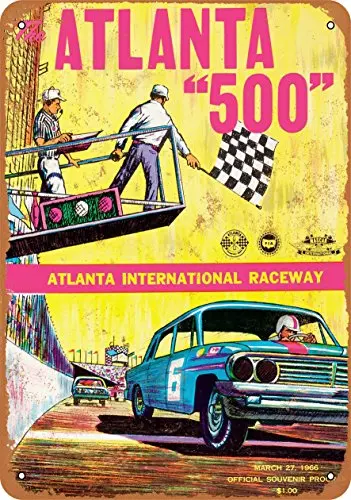 Настенный металлический знак — гоночный автомобиль Atlanta 500 на складе 1966 года