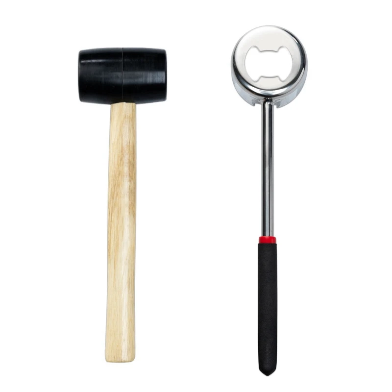 

Coconut Opener Tool Coconut Shell Punching Knife Coconut Opener Kit Wooden Handled Rubber Hammer Stainless Steel