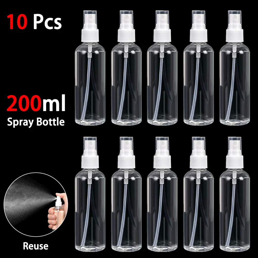 

100% Brand New 10PC 30ml/60ml/150ml/200ml/250ml Travel Transparent Plastic Perfume Atomizer Empty Spray Bottle Reuse