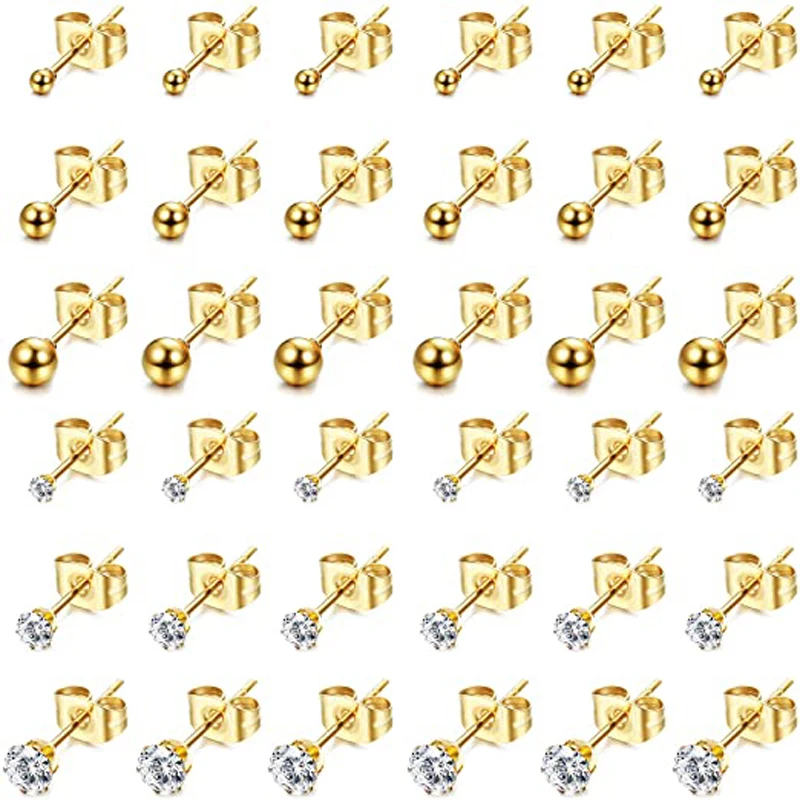 

18 пар, гипоаллергенные серьги-гвоздики для пирсинга