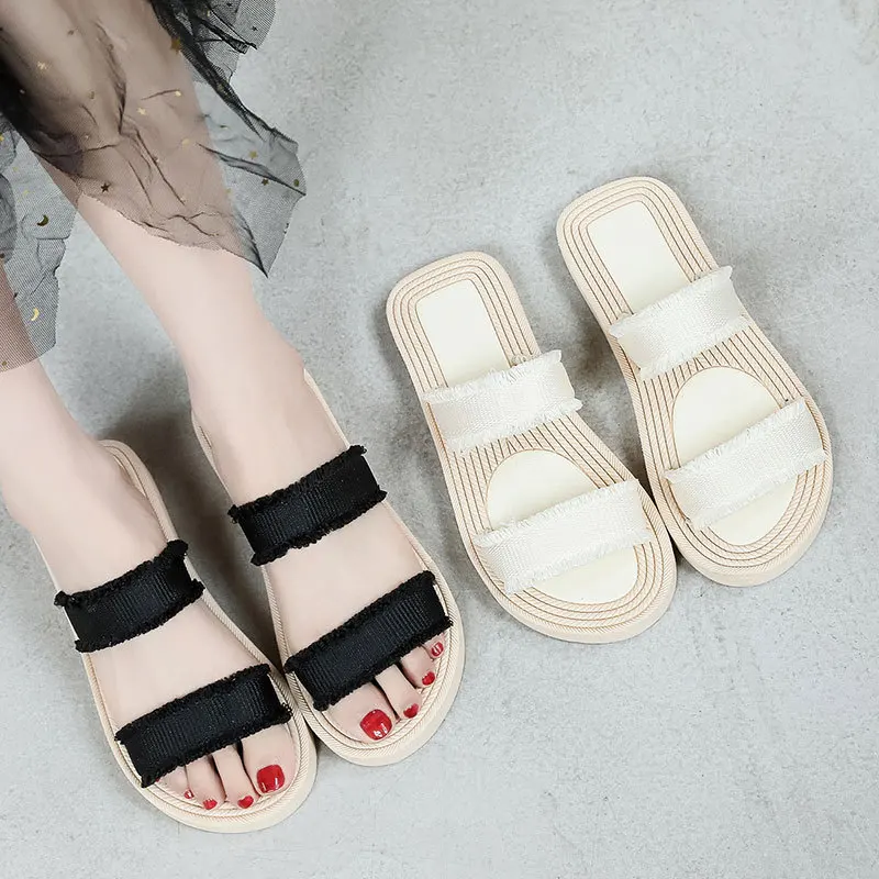 

2022 Travel Women's Sandals Wear Front and Back with One-word Slippers Fashion Beach Flat New Women's Shoes Slippers Women