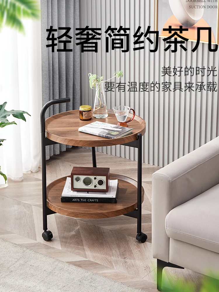 

Movable small coffee table, small cart, living room, sofa side table, mini table storage rack with wheels, Nordic