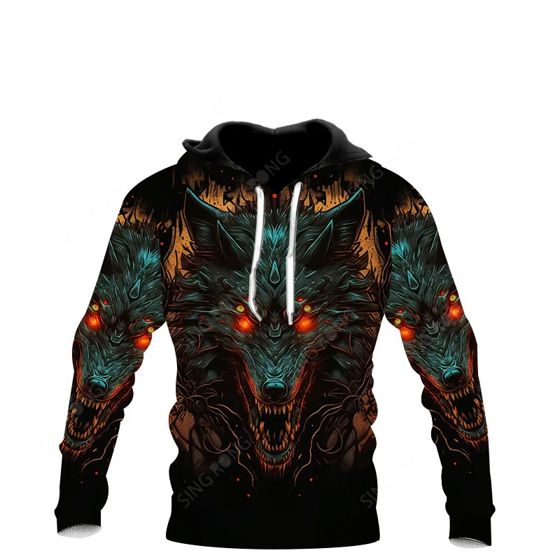 

Terror Wolf Print 3D Men's Hoodies Fashion Animal Pattern Women's Sweatshirts Leisure Essentials Pullover Jackets Coat