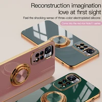 litboy luxury plating ring holder case for xiaomi redmi note 11 10 pro 4g 5g on xiaomi 11 12 lite k40s k50 silicone stand cover