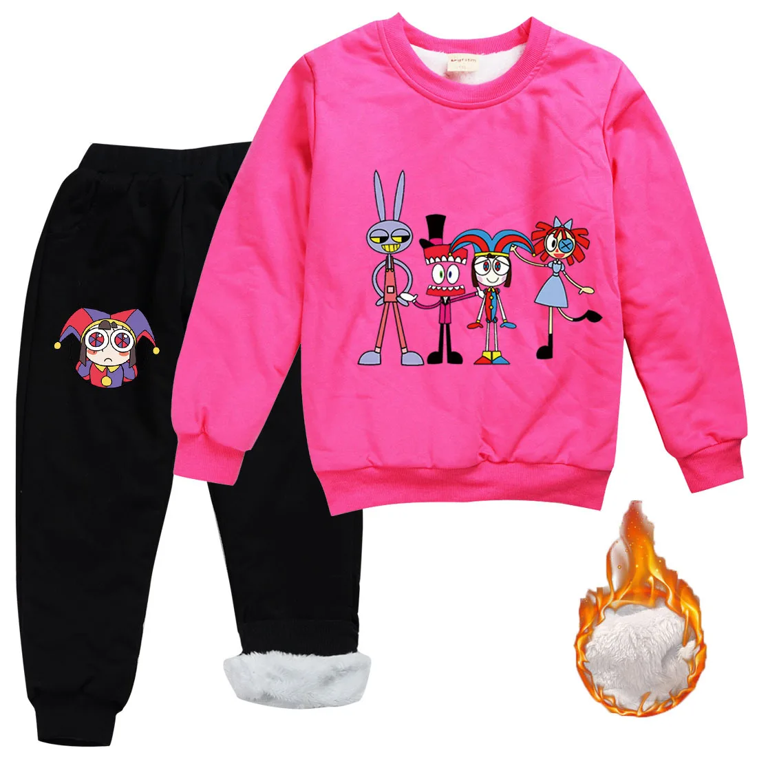 Amazing Digital Circus Clothes Kids Winter Warm Plush Sweatshirts Pants 2pcs Sets Baby Girls Pomni &amp Jax Tracksuit Boys Clothing