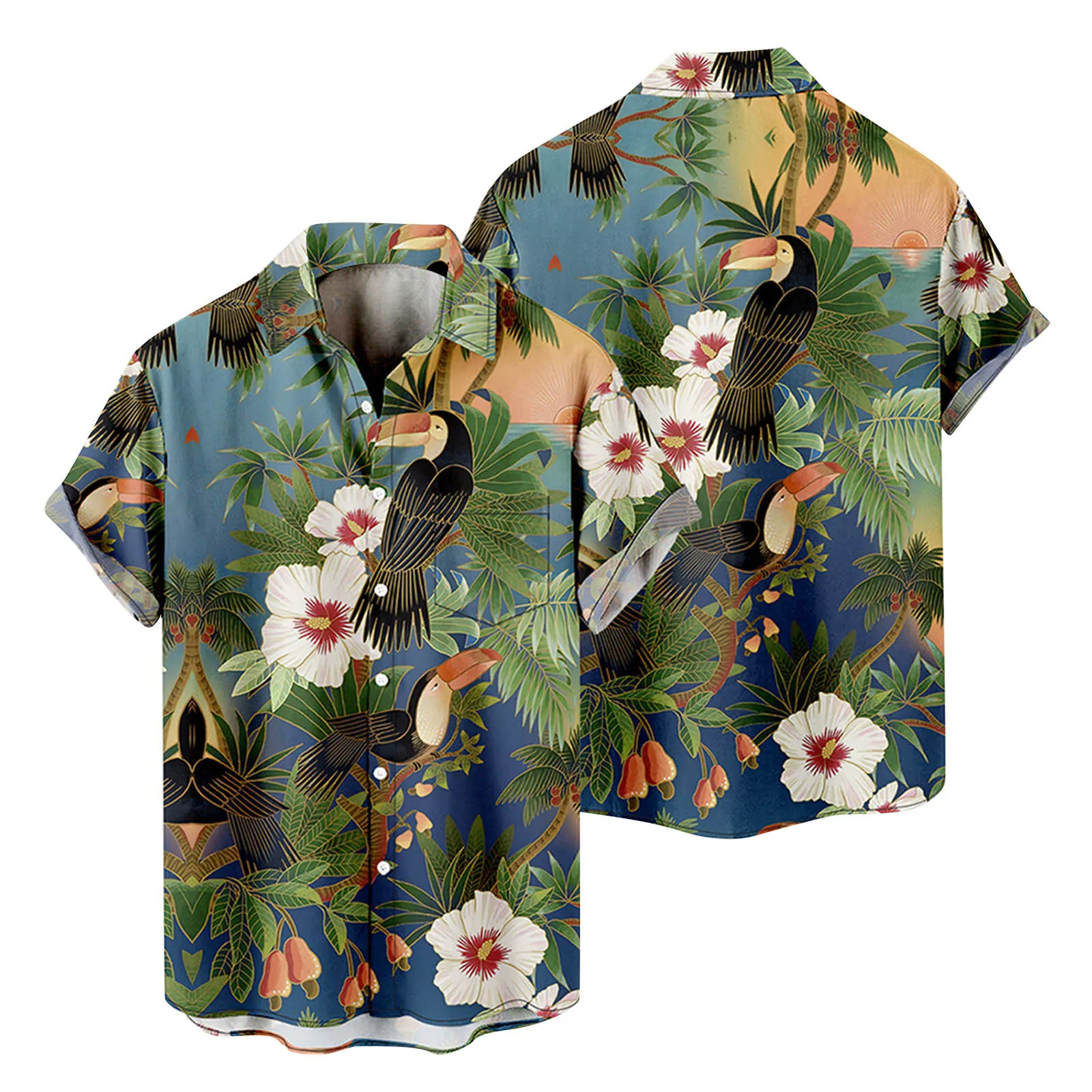 

Mens Fashion And Leisure 3D Digital Printing Buckle Lapel Short 3D Print Camisa Beachwear Men's Clothes Camisas De Hombre
