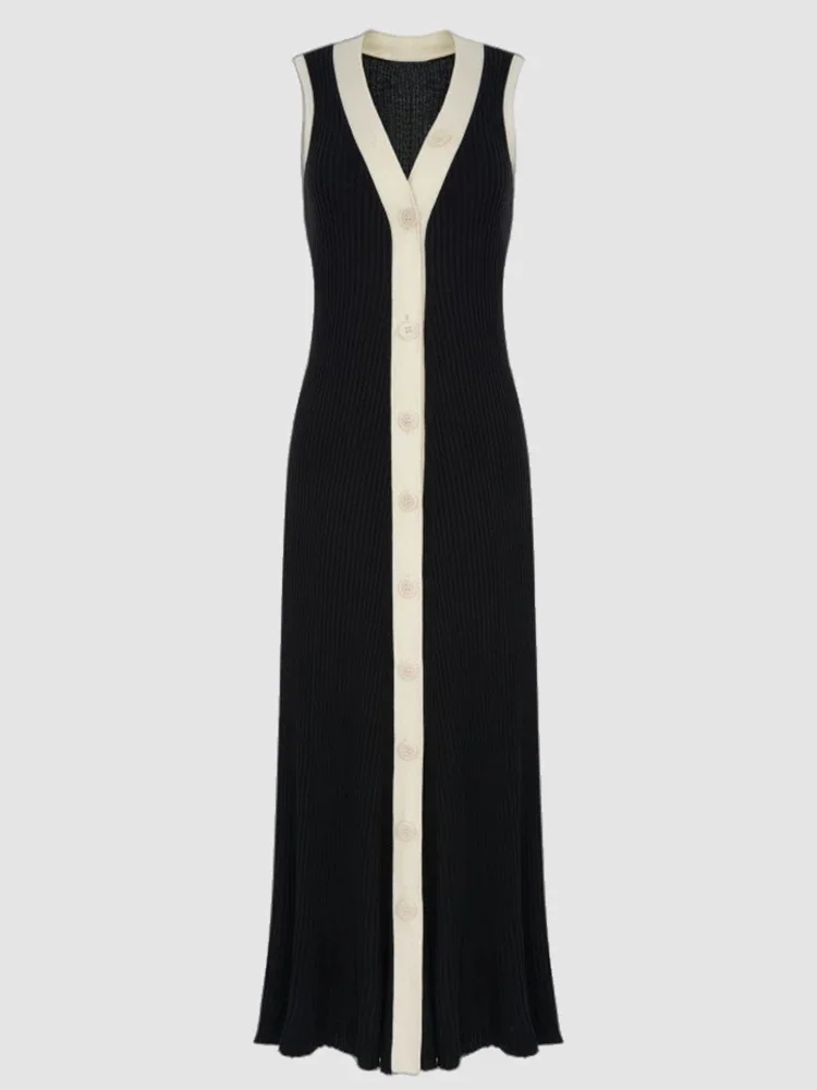 Женское длинное трикотажное платье-кардиган с V-образным вырезом