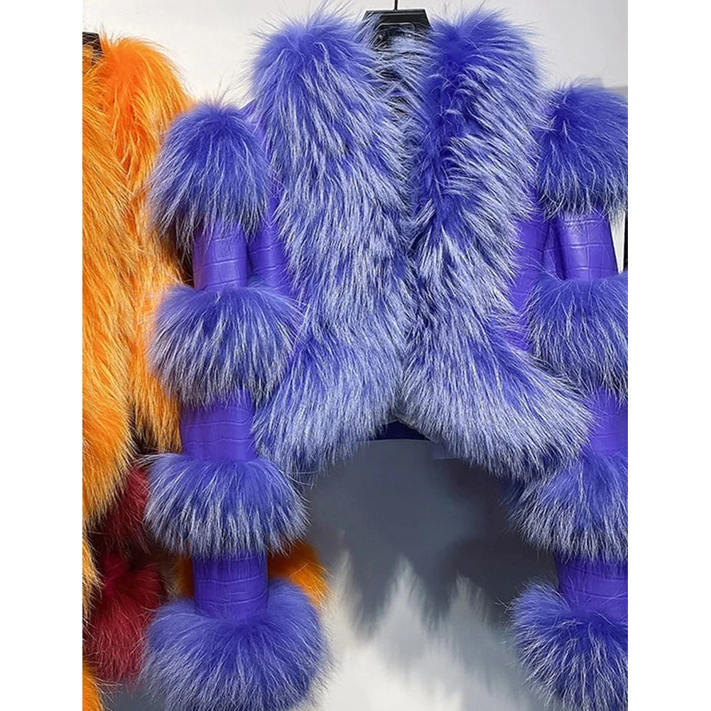 Denny &amp Dora Фиолетовая женская байкерская кожаная куртка с меховым воротником