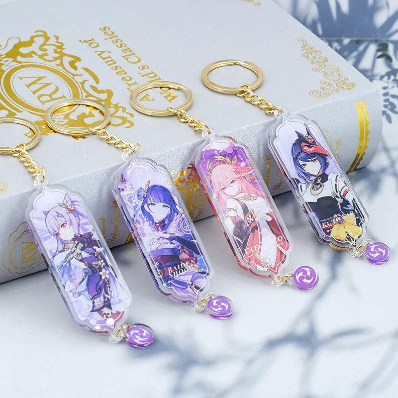 

Genshin Impact Anime Figure Venti Diluc Kazuha Raiden Shogun Gan Yu Acrylic Keychain Bag Keyring Charm Kids Toys Birthday Gifts