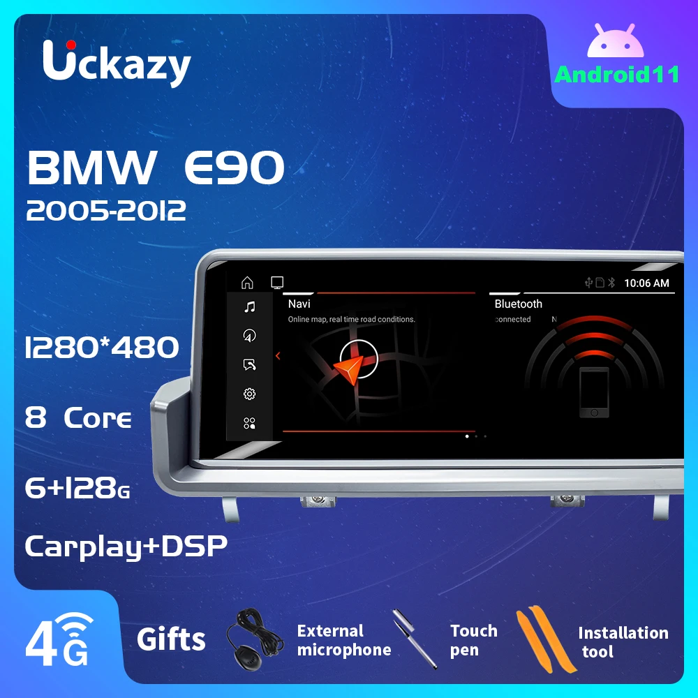 

Автомобильный мультимедийный плеер 8 ядер 6 ГБ Android 11 для BMW E90 E91 E92 E93 2005-2012 радио GPS система Поддержка SWC Carplay стерео DSP