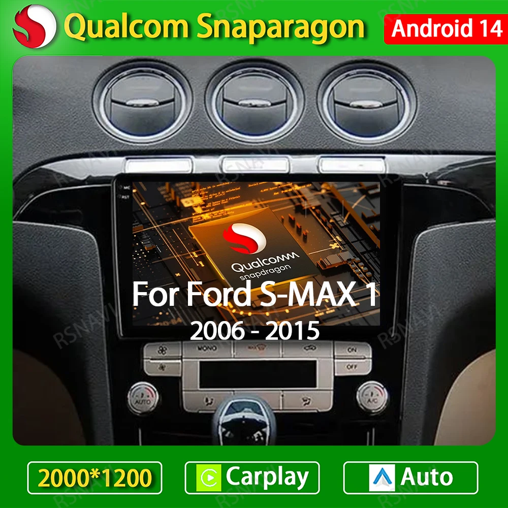 Автомобильный радиоприемник Android 14 для Ford S-MAX S MAX 1 2006-2015 мультимедийный стерео