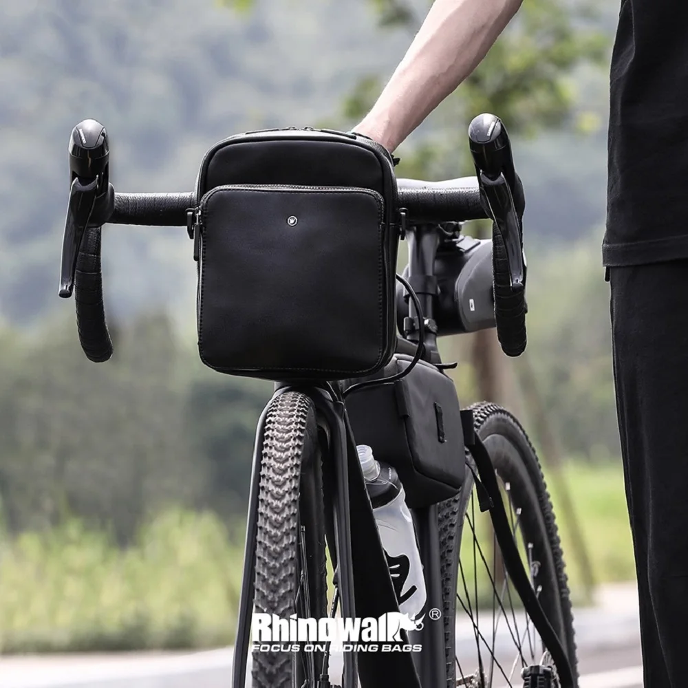 

Сумка на руль велосипеда Rhinowalk, водонепроницаемая сумка на руль велосипеда, сумка на переднюю трубу велосипеда с плечевым ремнем, дождевик, велосипедные аксессуары