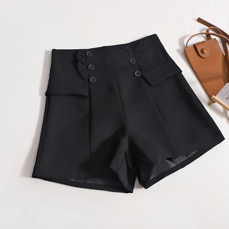 Spring Summer 2023 Suit Shorts Women High Waist Double Breasted Casual A-line