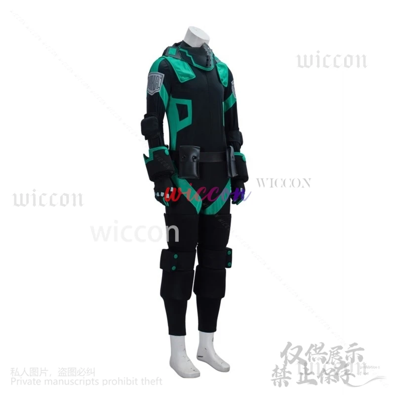 Аниме My Heo Academy Косплей Midoriya Izuku Костюм Парик Черная боевая форма Полный комплект