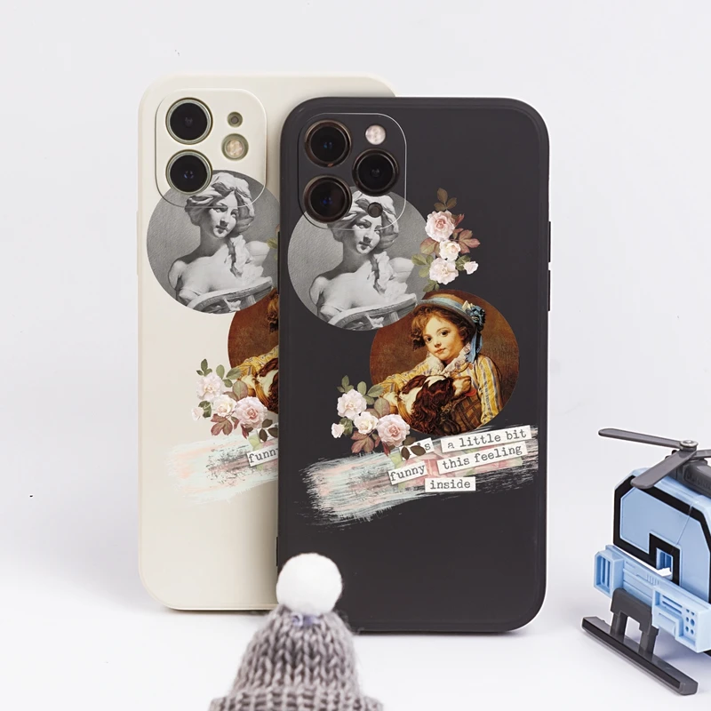 

Luxury statue girl Phone Case For iPhone 13 12 Pro Max Mini 7 8 6s Plus X XR 11 Pro XS Max SE2 Case Soft Silicone Cover