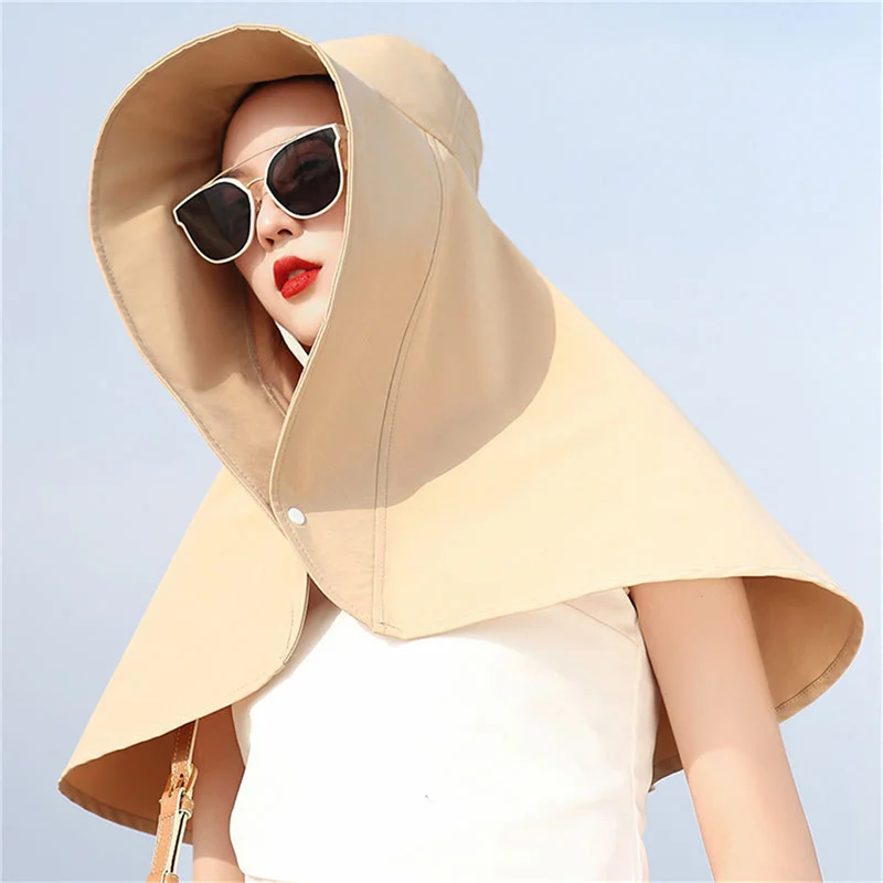 

Summer Sunscreen Hat Women's Anti-ultraviolet Sunshade Sun Hat Cycling Neck Guard Shawl Face-covering Hot New Fisherman Hat