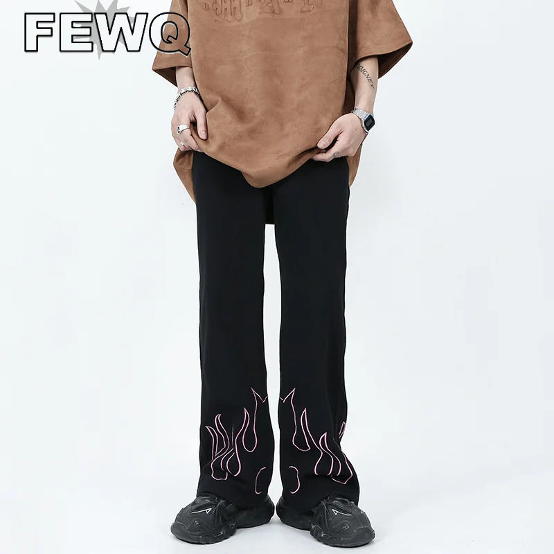 

FEWQ Embroidery Y2k Men's Denim Pants High Street Male Jeans Retro Straight Trousers American Style 2023 Spring Tide New 24B2237