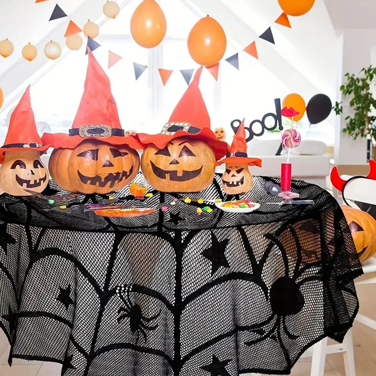 Черная искусственная ткань на Хэллоуин 2024 для дома скатерть в виде паутины кухни