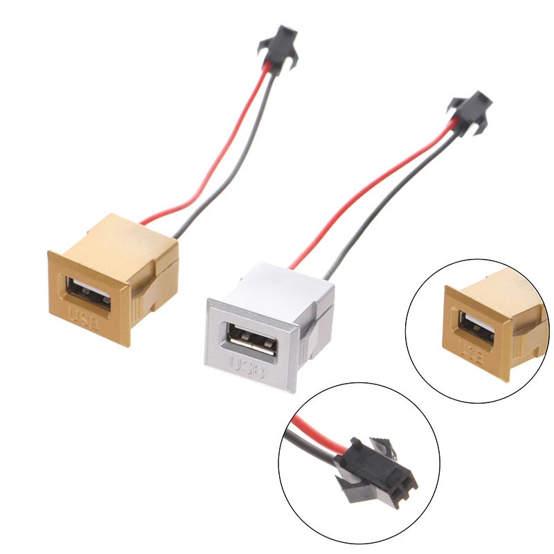 

Usb Socket Usb Connector Usb Charging Plug Connector Golden White Rcuate Surface 2.0 Socket Female To Female Jacks Panel